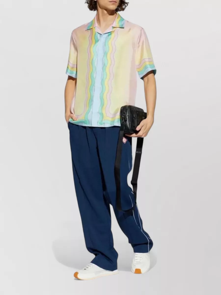 Casablanca Silk Printed Cuban Collar Short-Sleeve Shirt