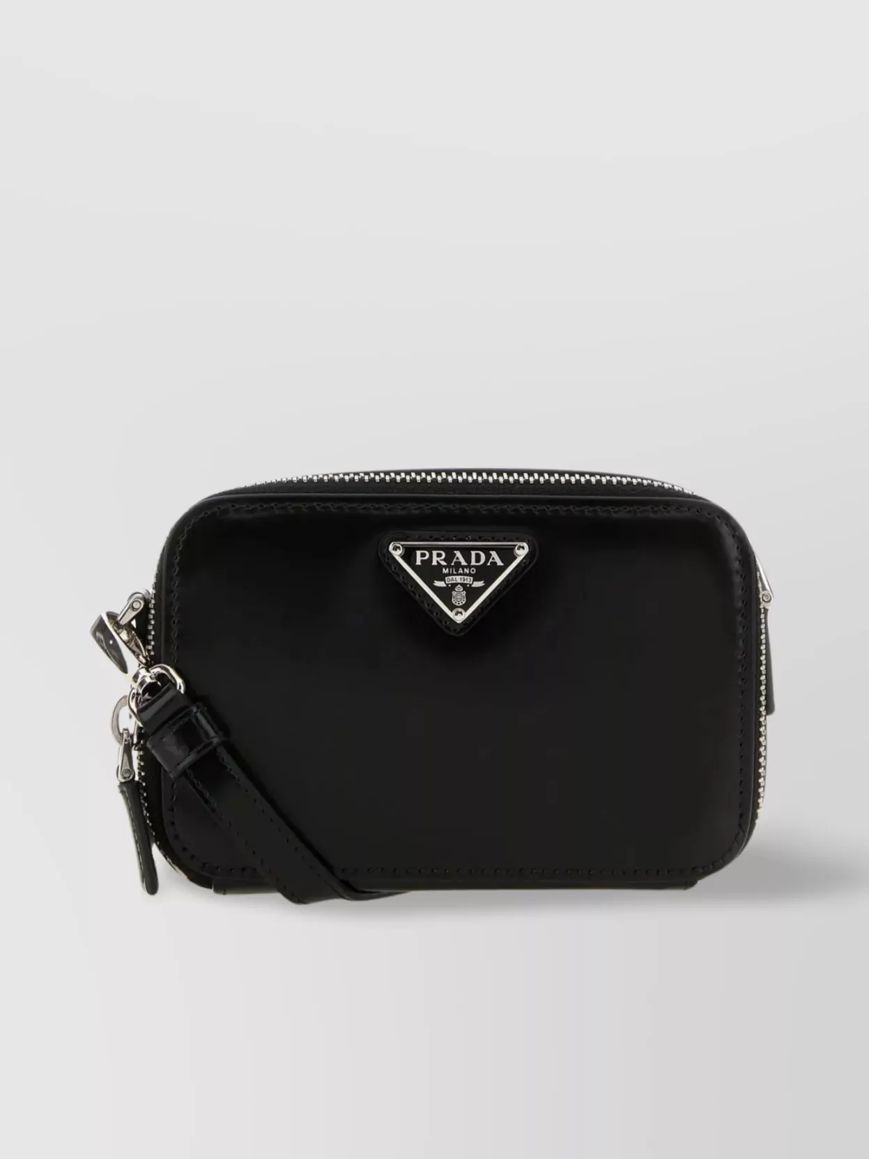 Shop Prada Leather Crossbody Bag With Chain Strap