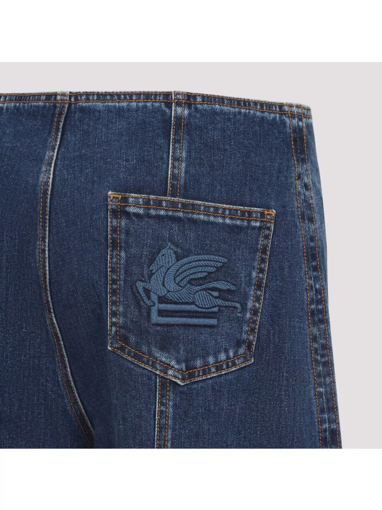 Etro Pegaso-embroidered Straight-leg Jeans In Blue