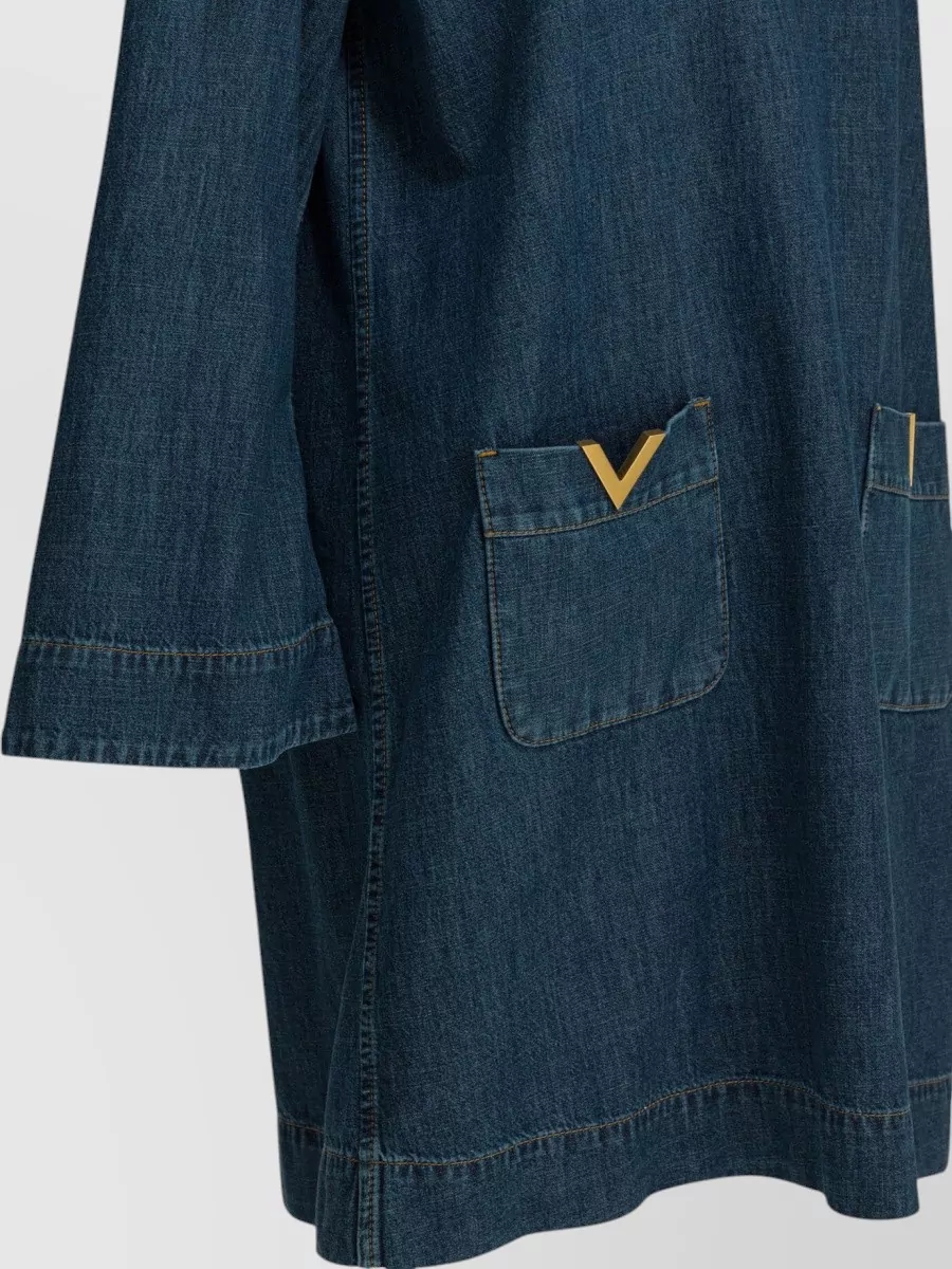 Valentino Denim Kaftan Knee-Length Dress