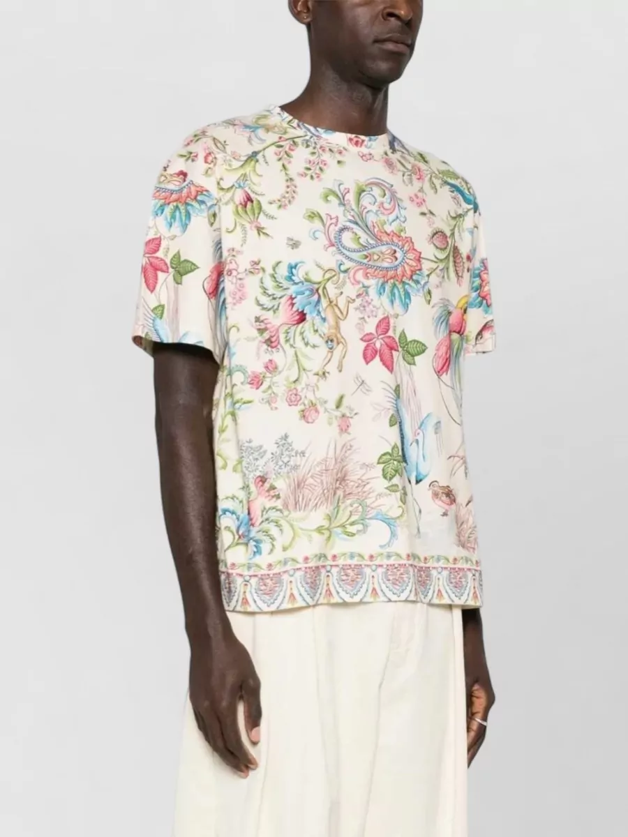 Etro Floral Print Cotton T-Shirt