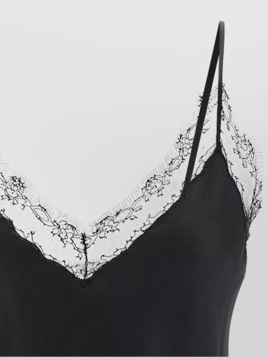 Ermanno Scervino Silk Lace-Trim V-Neck Lingerie Top