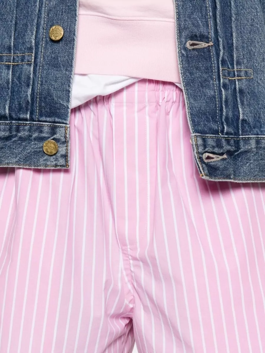 Balenciaga Cotton Shorts Striped Elastic Waistband