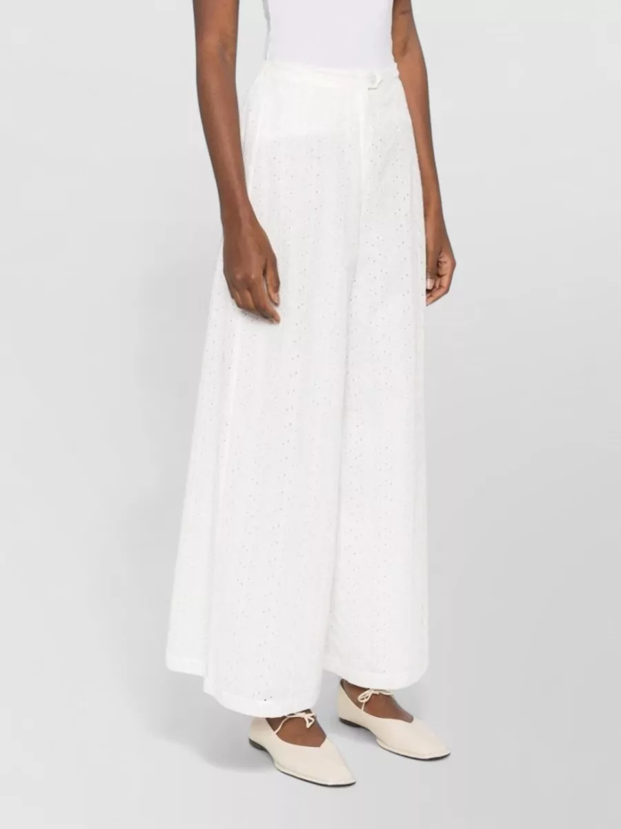 Forte Forte Embroidered High-Rise Wide-Leg Cropped Cotton Trousers
