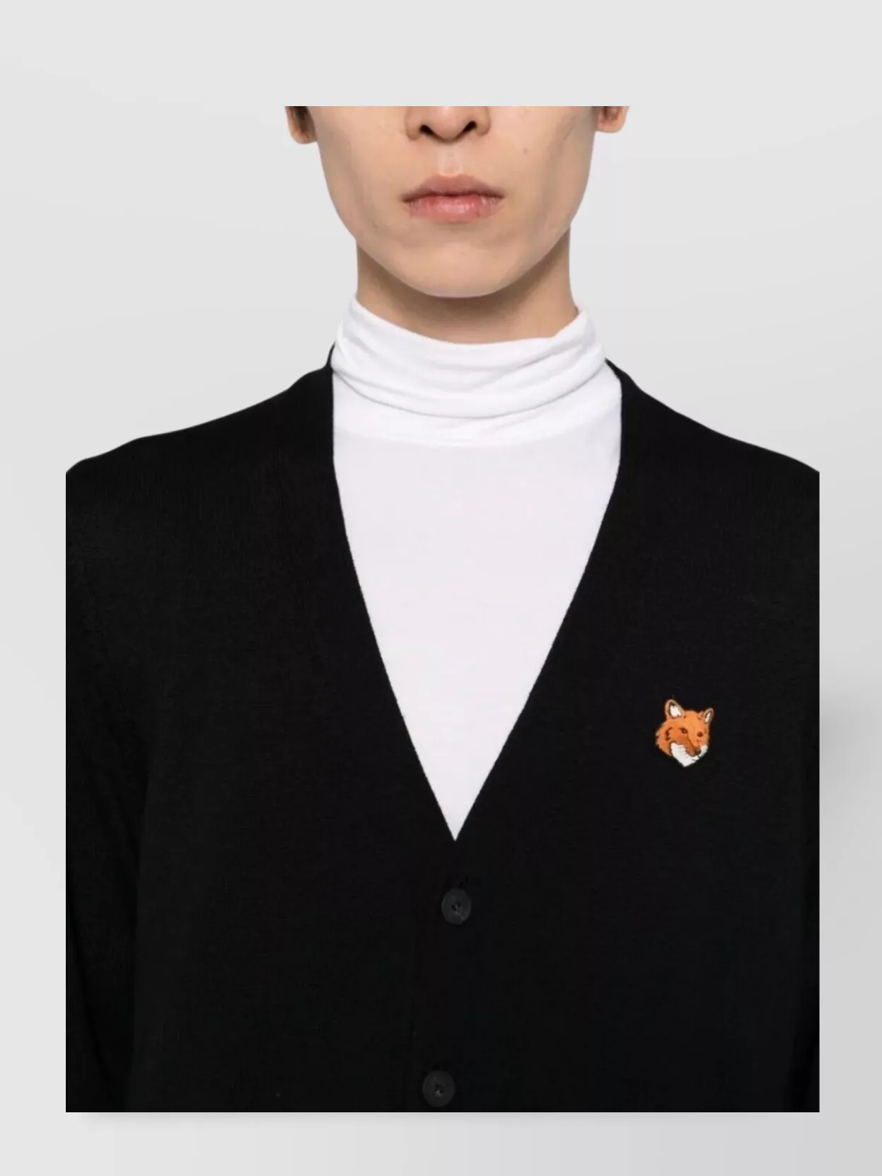 Maison Kitsuné Merino Cardigan With Ribbed Cuffs And Hem