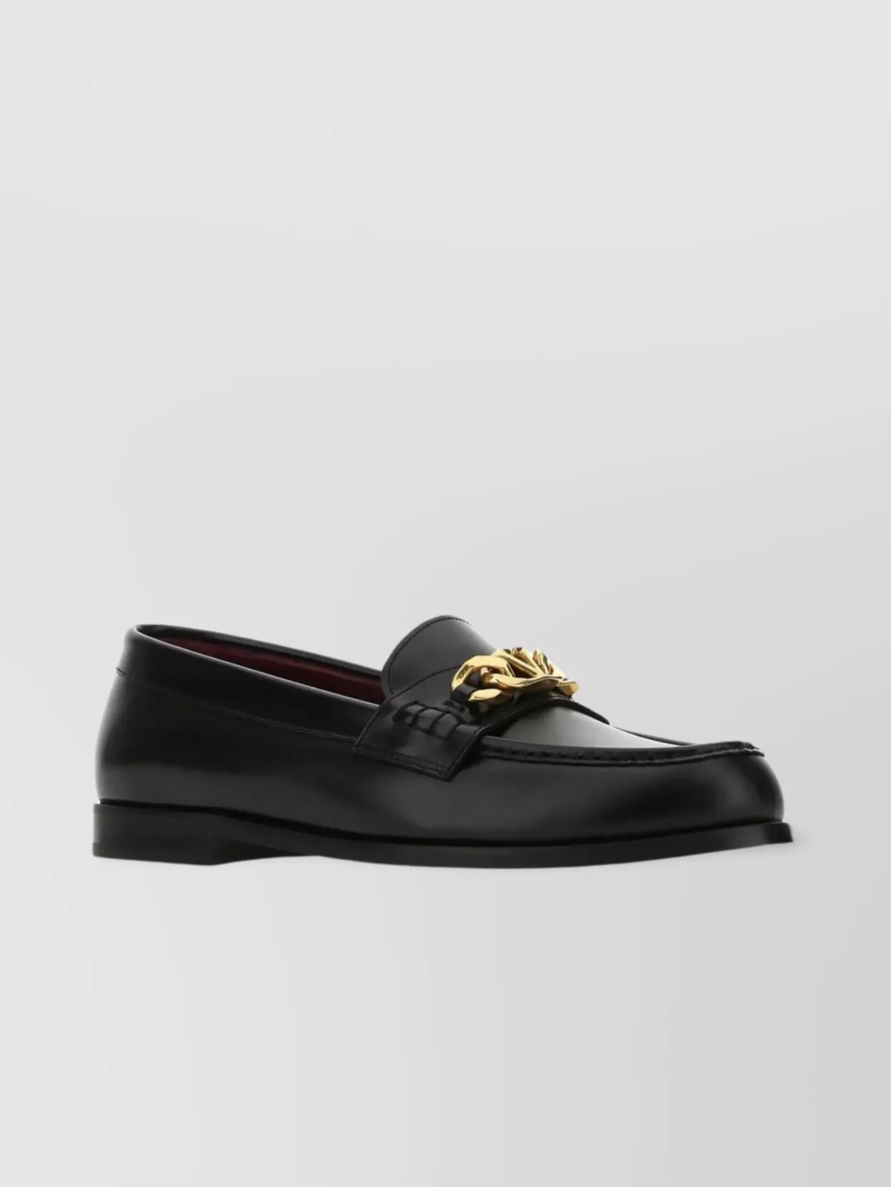 Shop Valentino Glossy Chain Detail Loafers