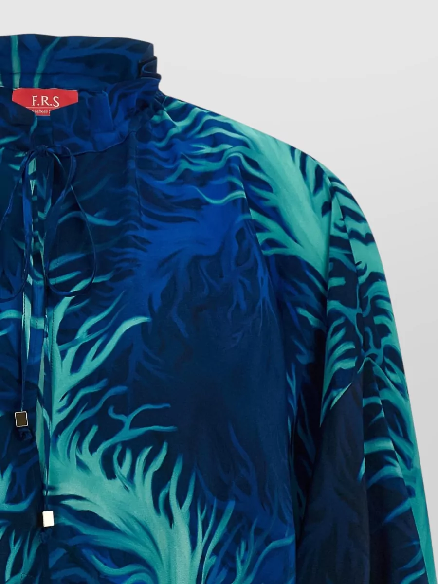 F.r.s For Restless Sleepers Silk Printed Ruffled Blouse