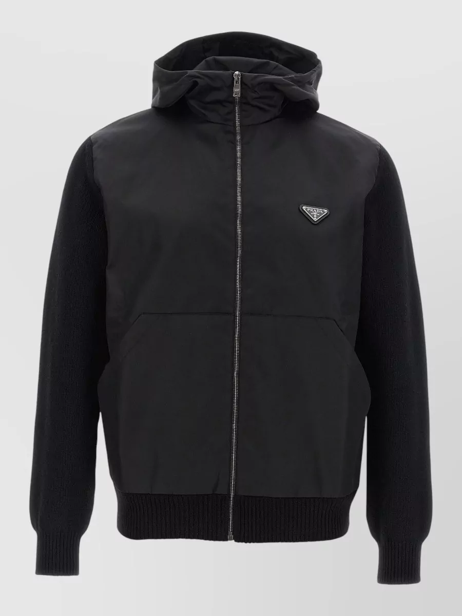 Prada Wool Cashmere Hooded Zip Cardigan