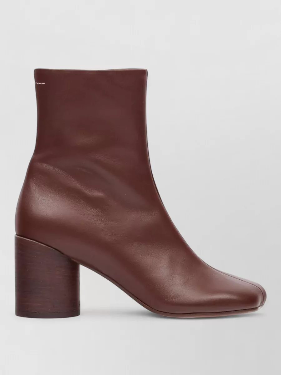 Mm6 Maison Margiela Leather Ankle Boots Block Heel Design