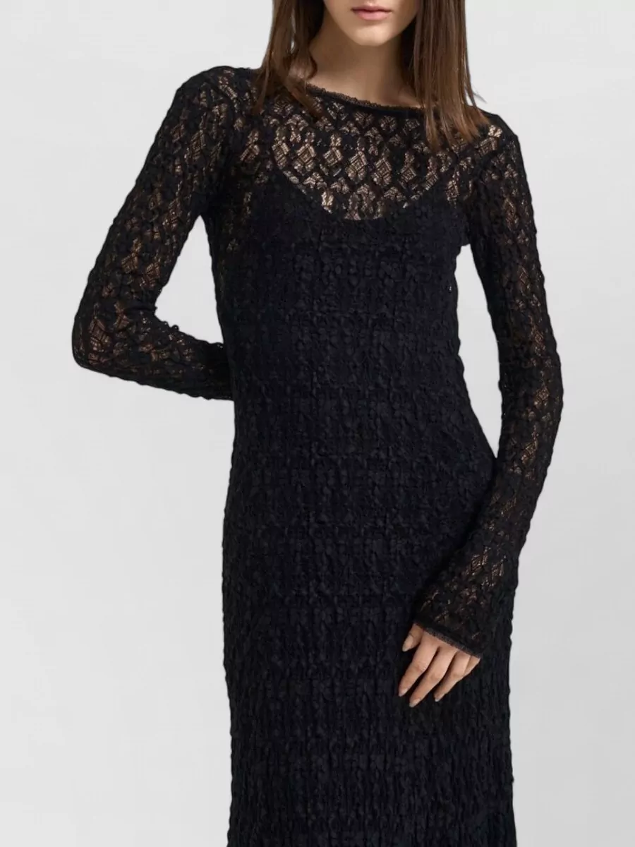 Forte Forte Lace Long-Sleeve Open-Back Maxi Dress