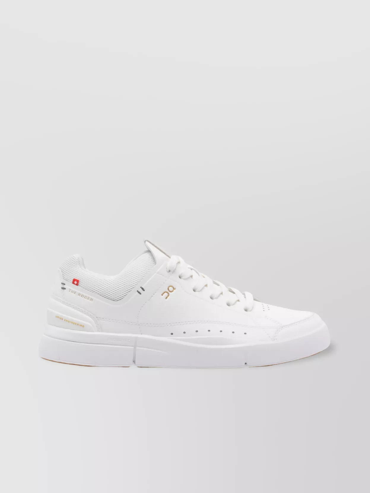 On Fabric Low Top Sneakers With Perforated Upper