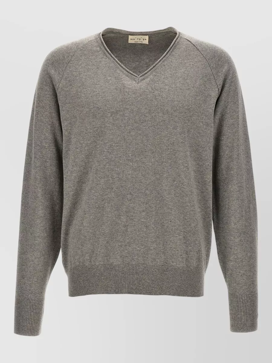 Ma'ry'ya cotton v-neck long-sleeve jumper
