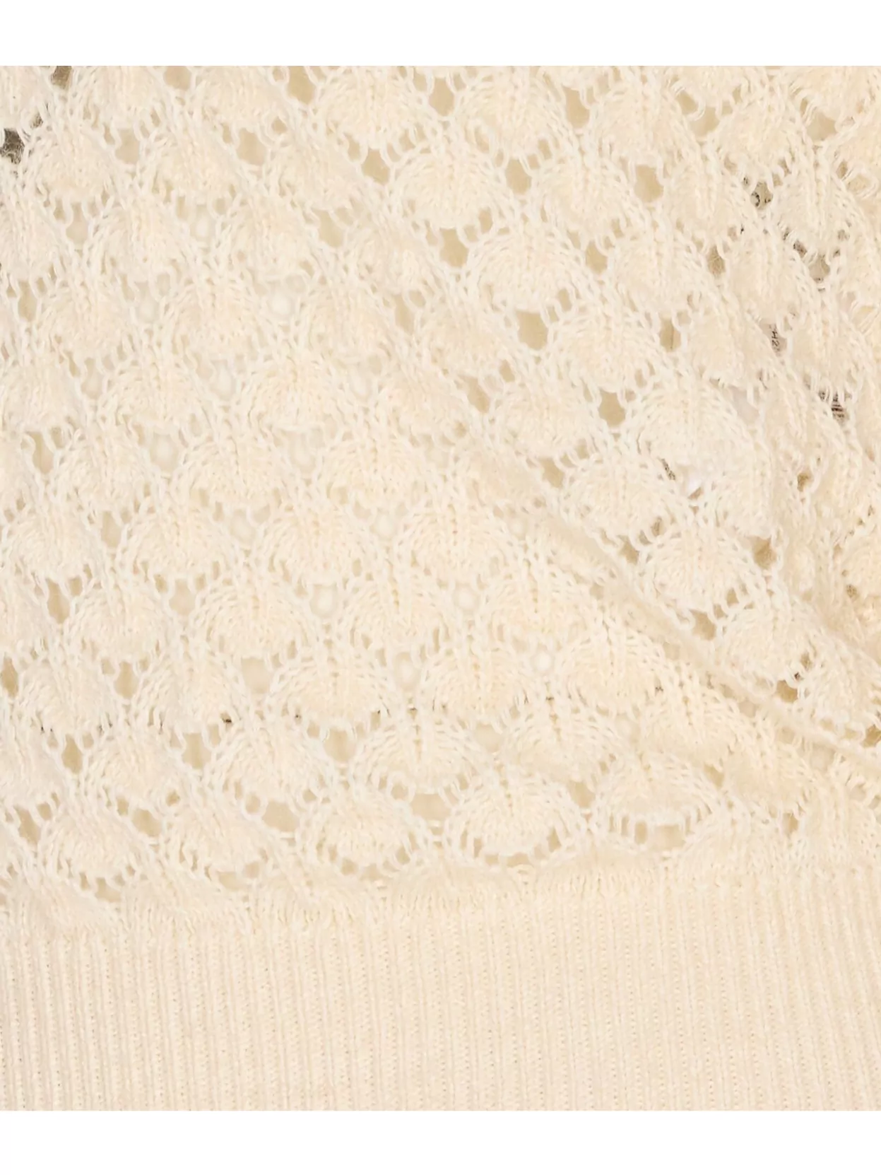 Chloé Textured Knit Crewneck Lace Collar In Neutral