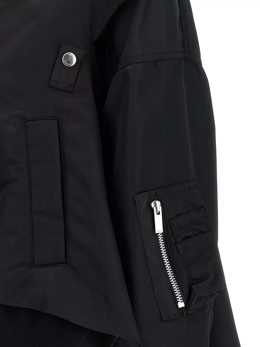 Sacai Nylon Ribbed Cropped Bomber Jacket