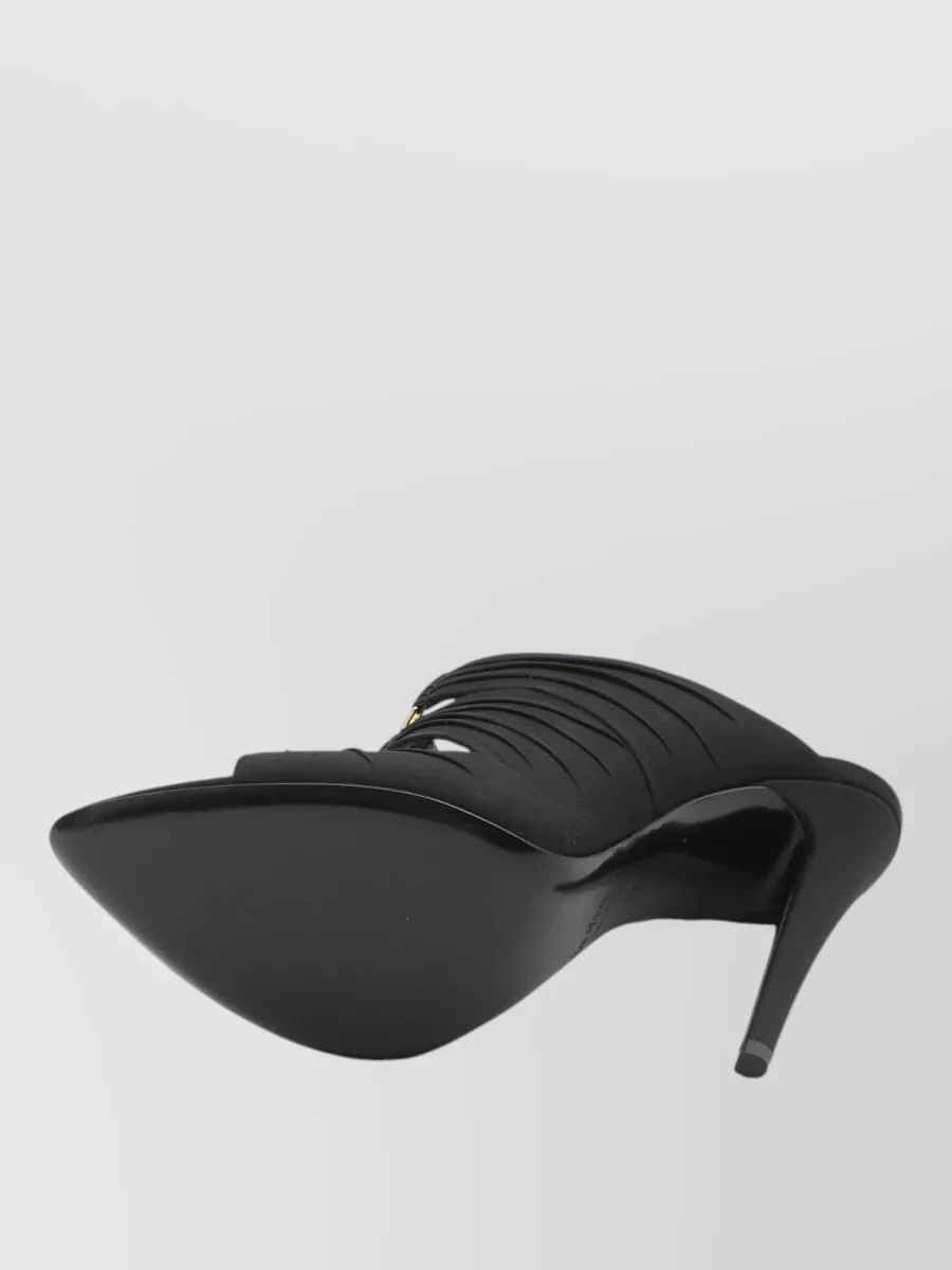 Saint Laurent Ruched Peep-Toe Mules