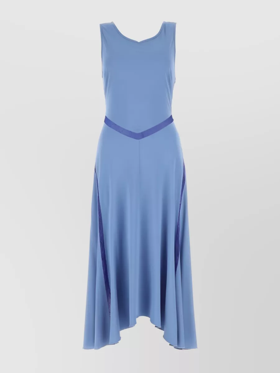 Shop Koché Lace Trim Maxi Dress In Blue