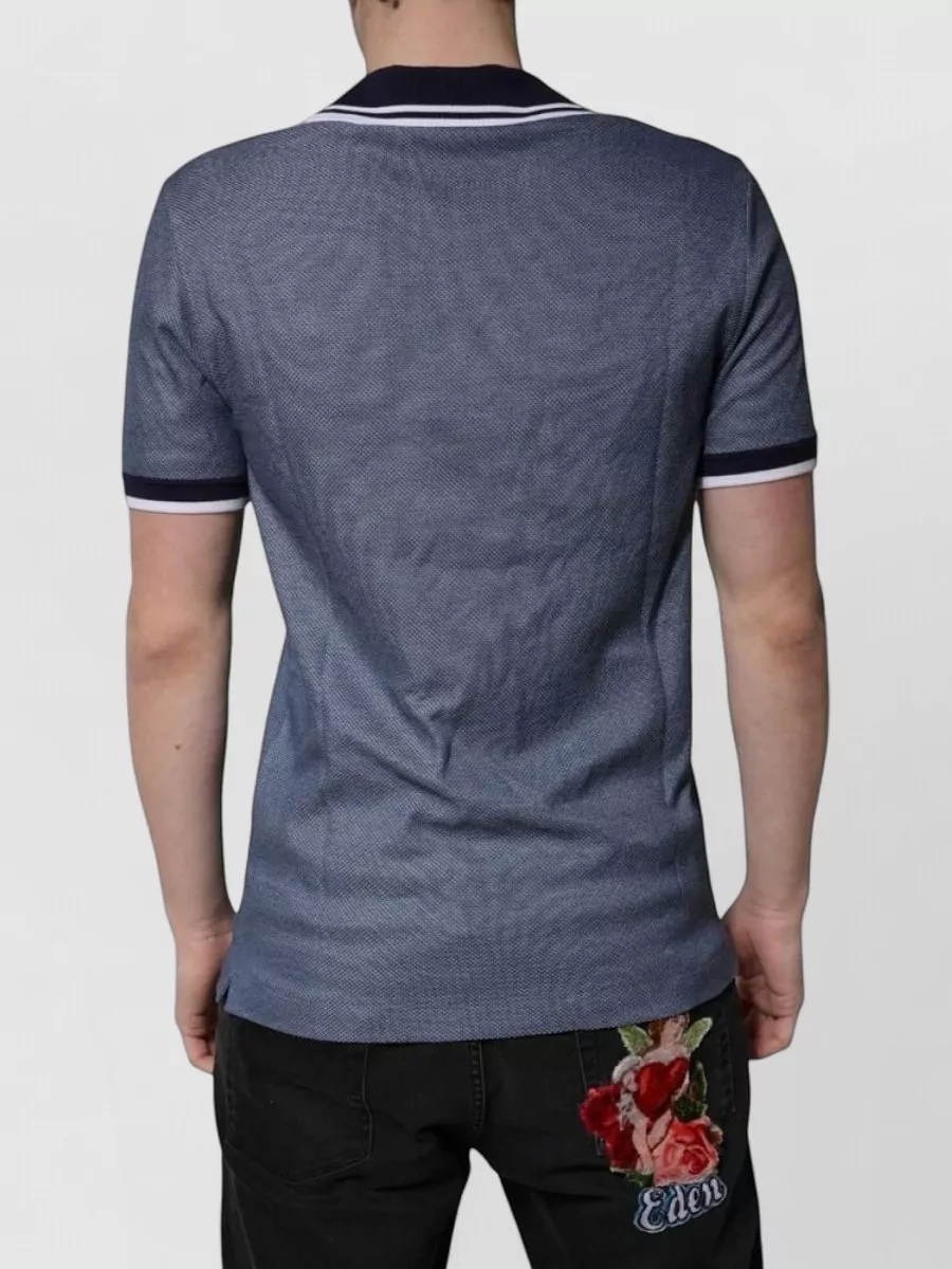 Dolce&Gabbana Silk Blend Textured V-Neck Polo Shirt