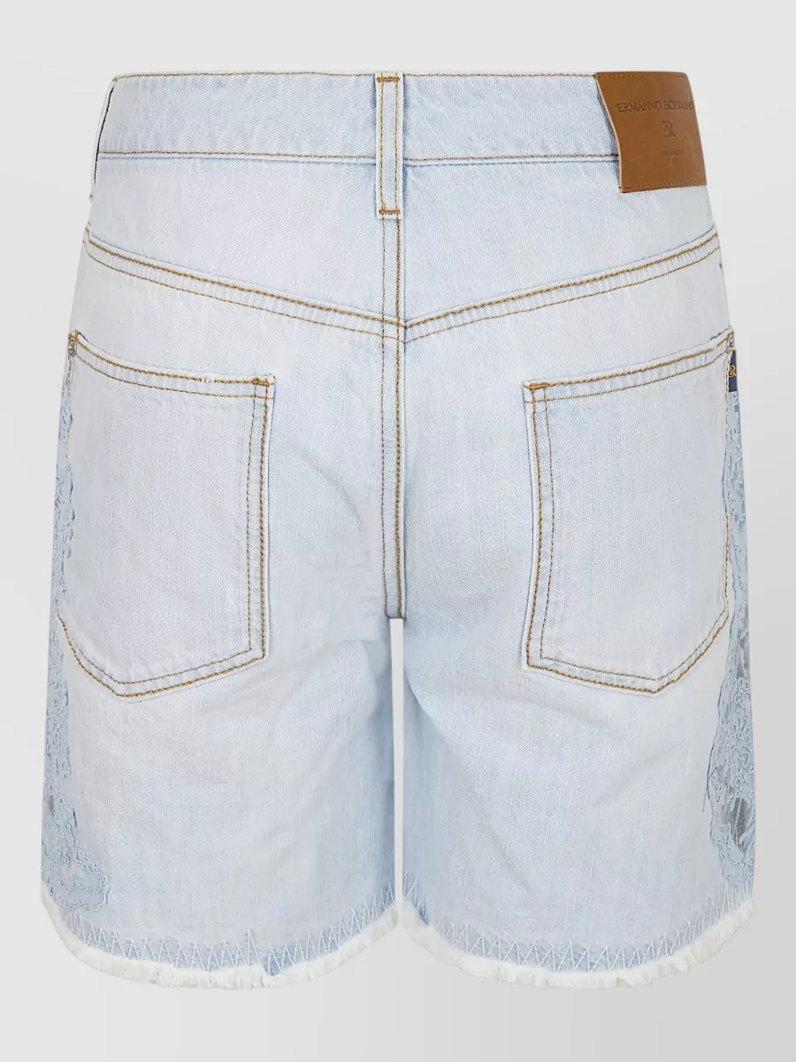 Ermanno Scervino Denim Paneled Knee-Length Shorts