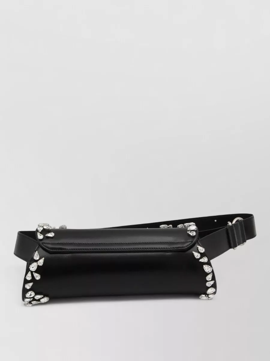 Jil Sander Shoulder Bag Embellished Crystal Accents Adjustable Strap