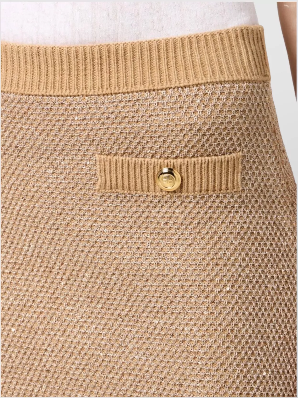 Elisabetta Franchi Textured Knit Mini Skirt And Buttons