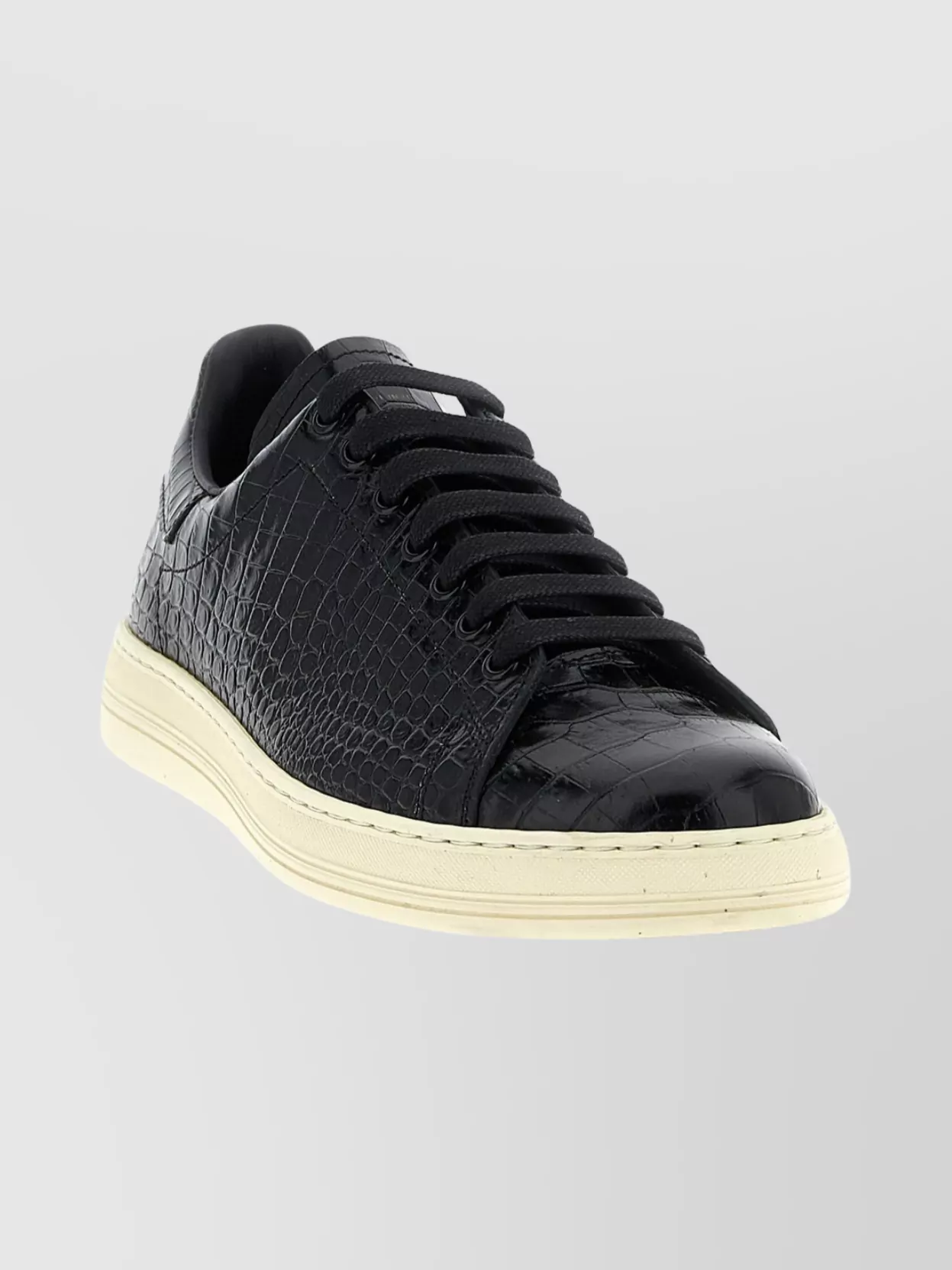Tom Ford Textured Crocodile Pattern Sneakers With Rubber Sole