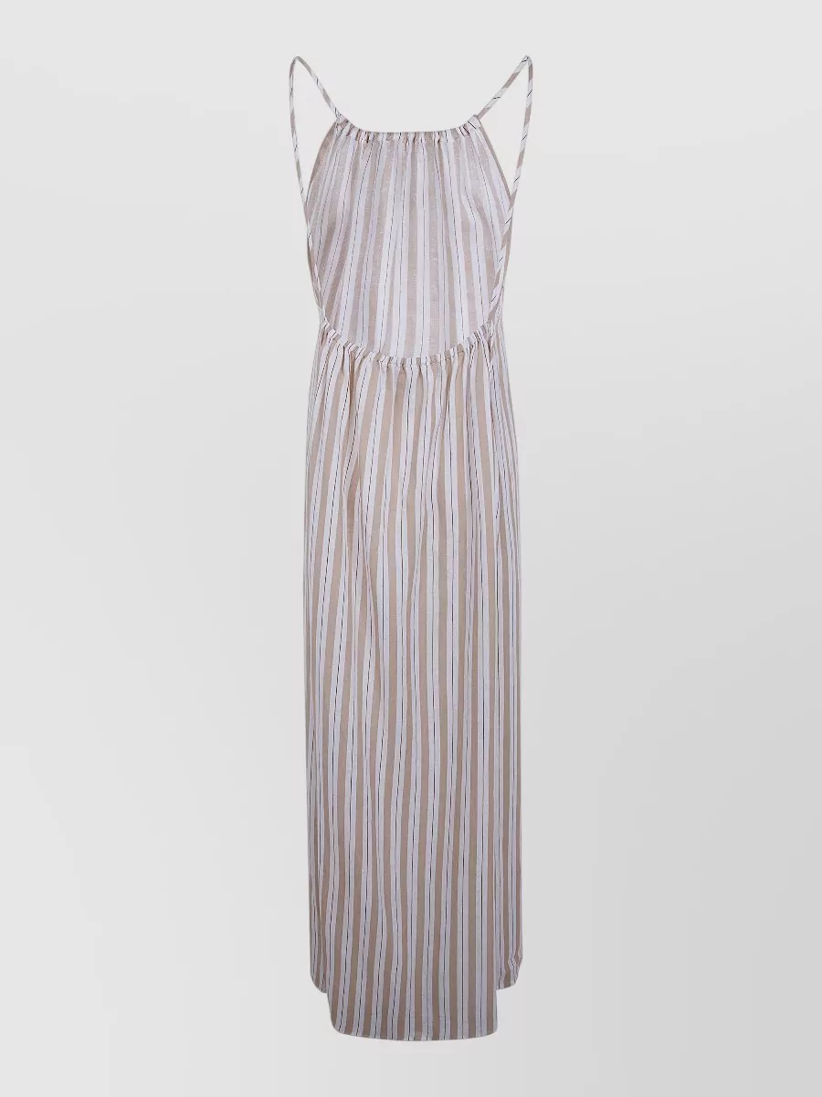 Semicouture Striped Linen Midi Dress