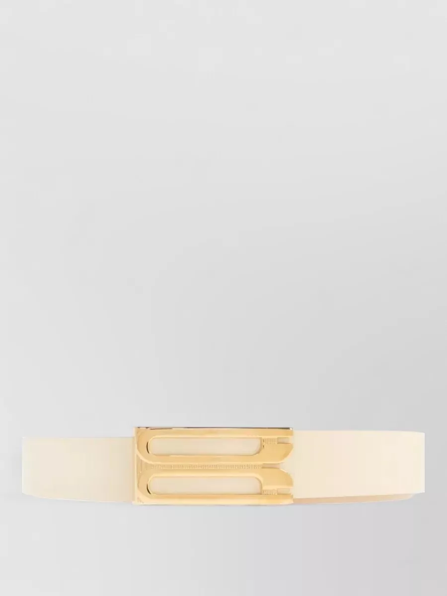 Victoria Beckham Frame Leather Belt Adjustable Smooth Finish In Neutral