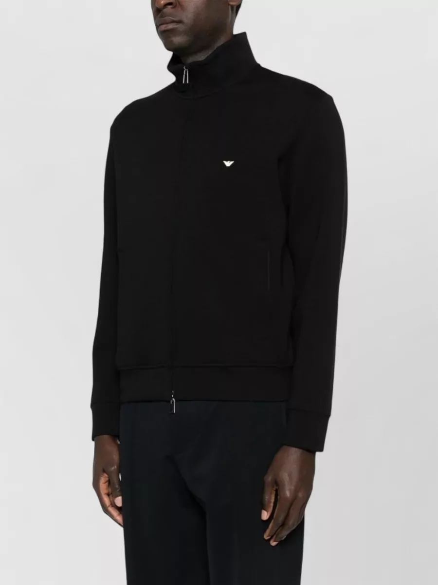 Emporio Armani High Neck Zip Cotton Sweatshirt