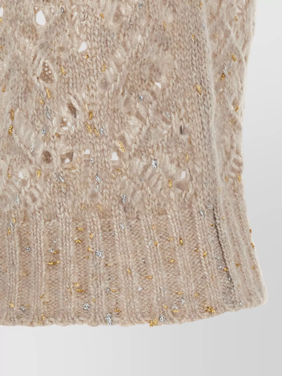 S Max Mara Alpaca-Blend Metallic Knit Sleeveless Top