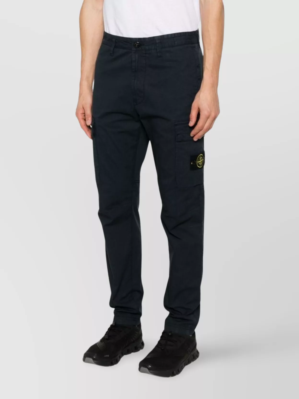 Stone Island Slim Fit Cargo Trousers With Zip Pockets