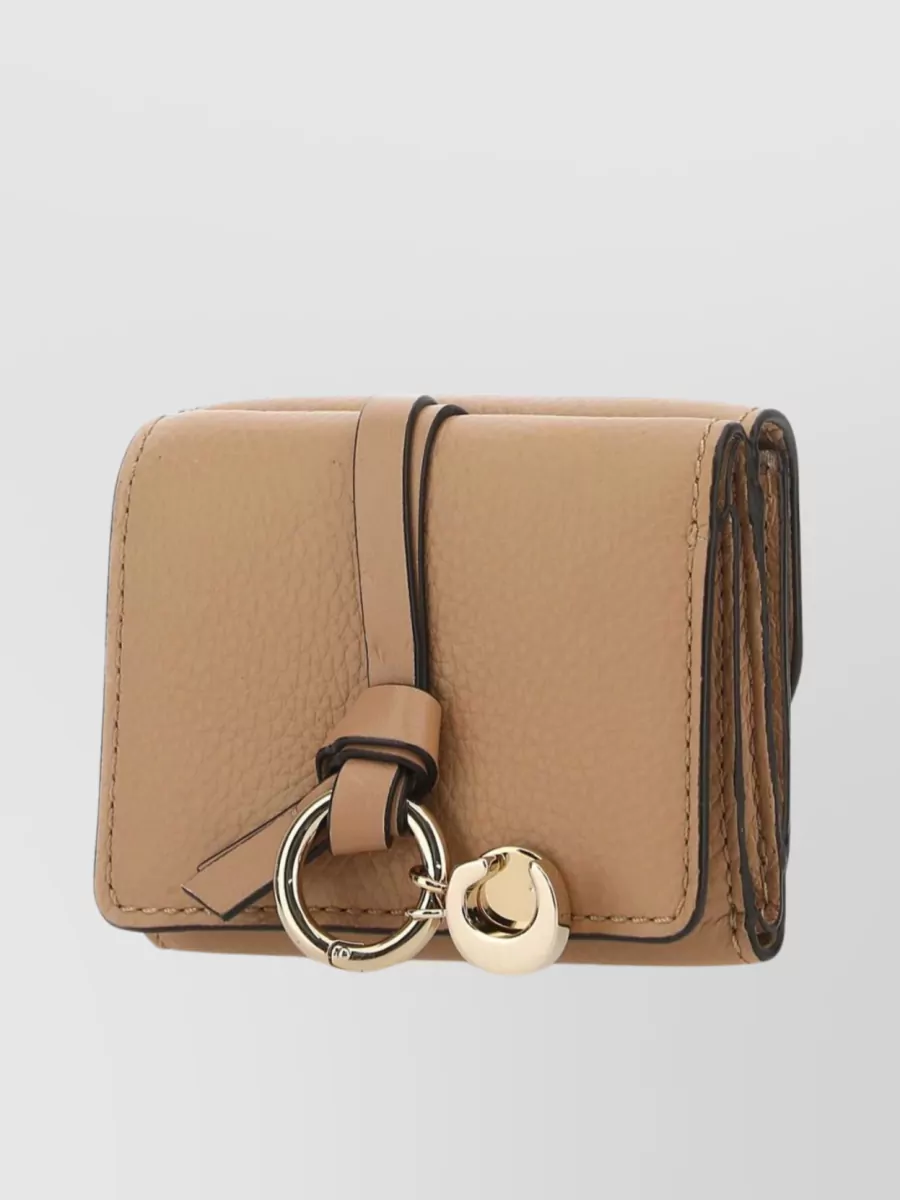 Shop Chloé Tess Textured Leather Bifold Cardholder In Brown