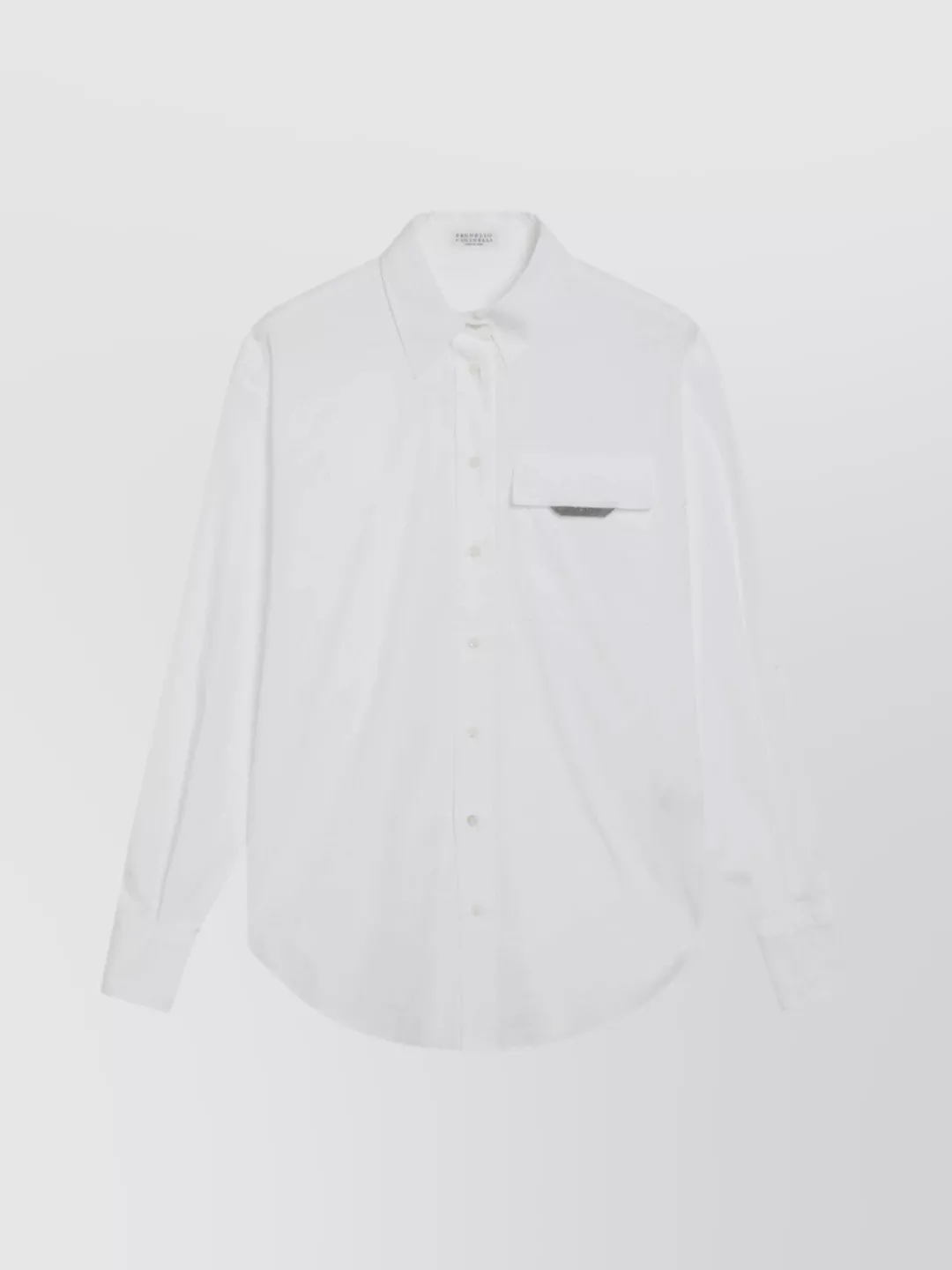 Brunello Cucinelli Long Sleeve Shirt With Shiny Flap Detail In White