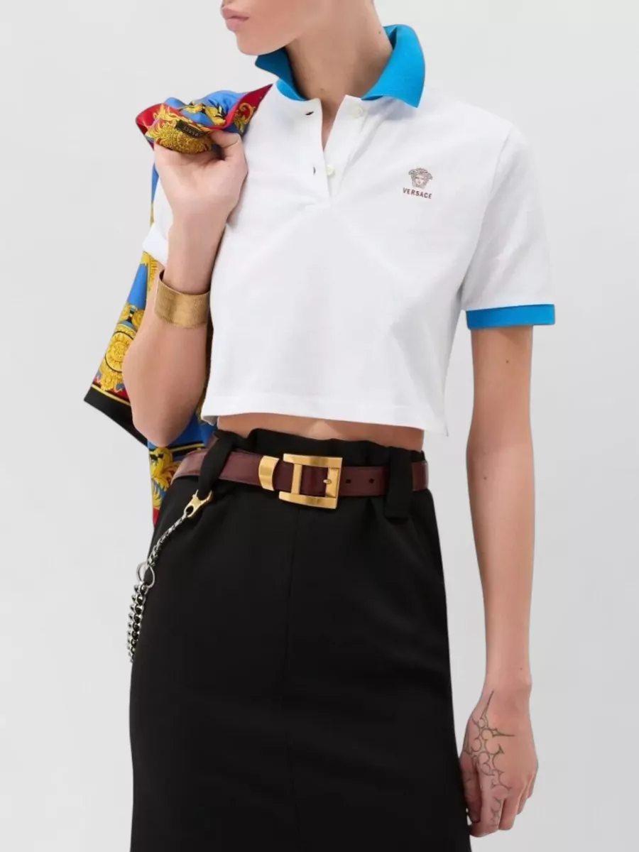 Versace Cotton Cropped Polo Shirt