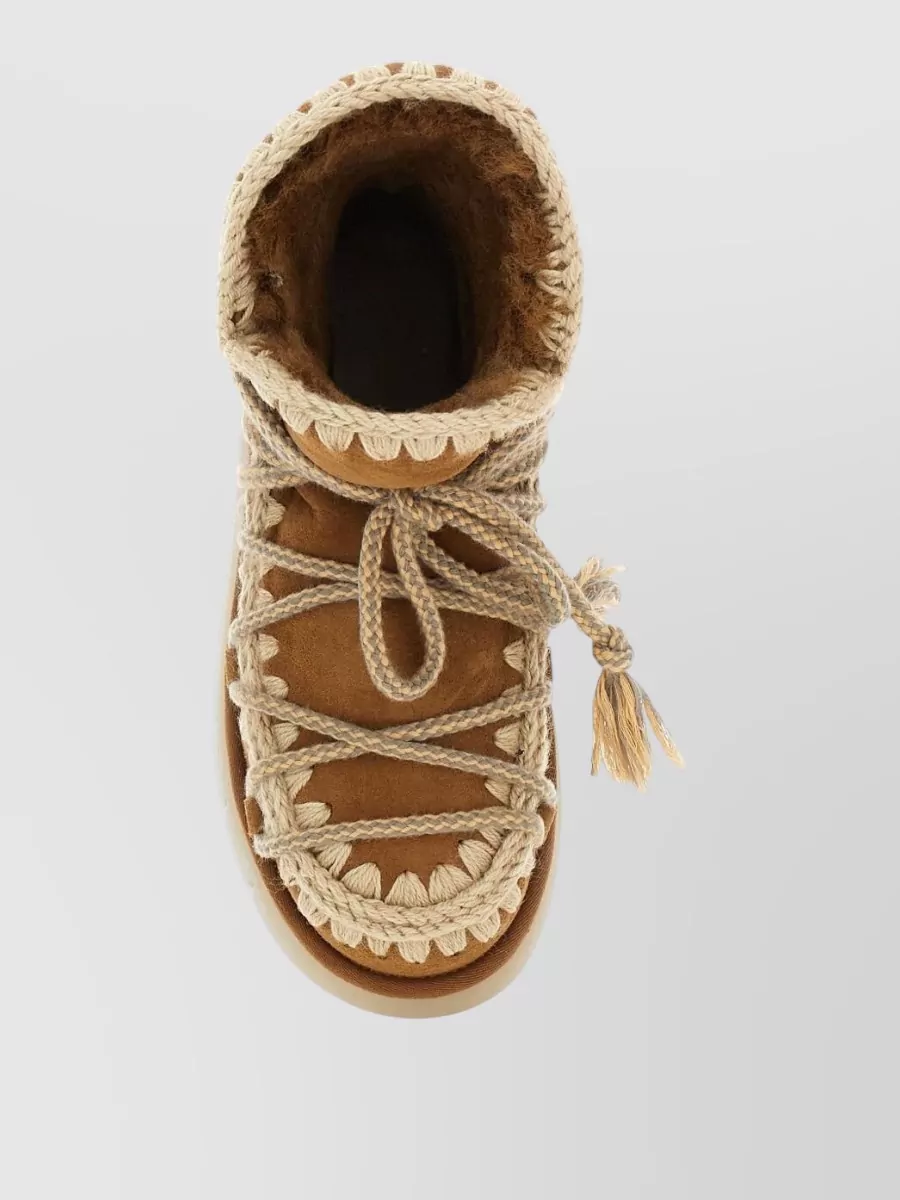 Mou Leather Platform Ankle Boots