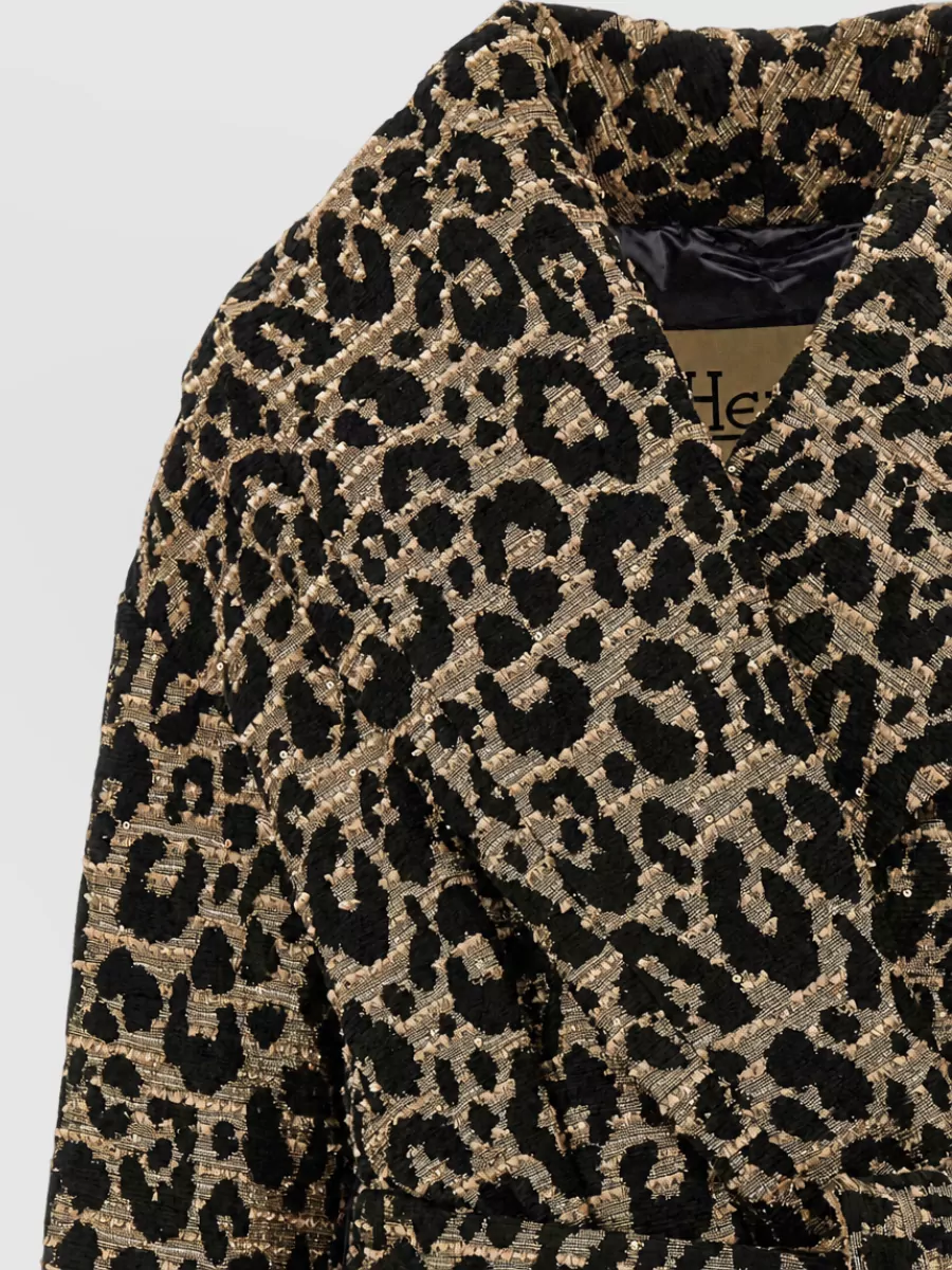 Herno Jacquard Animal-Print Belted Coat