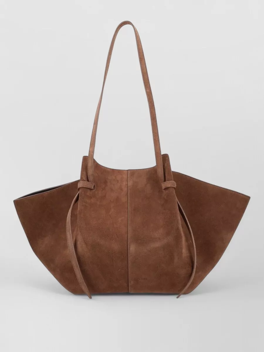 Yuzefi Mochi Shoulder Bag Double Handles Suede In Black