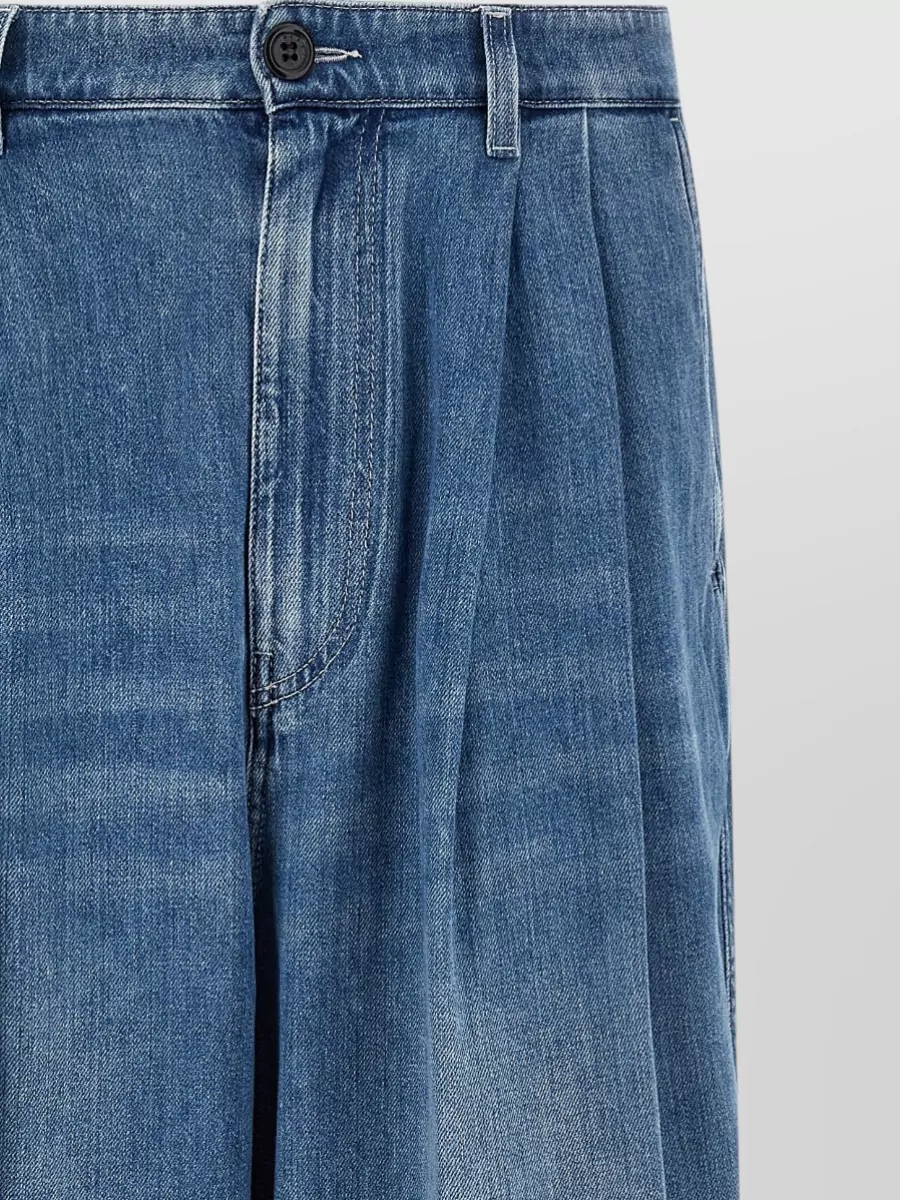 Marni Denim High-Rise Double-Pleated Wide-Leg Jeans