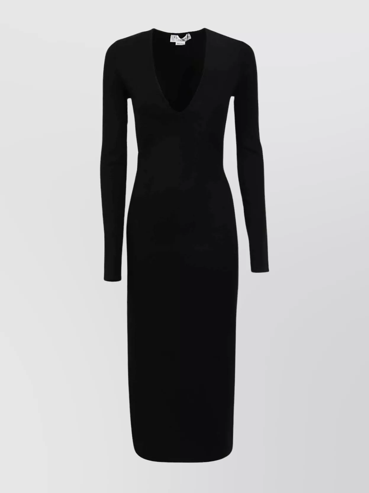 Shop Victoria Beckham Streamlined V-neck Knit Midi Dress In Black