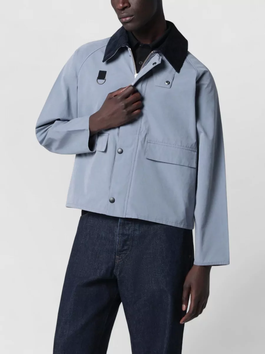 Barbour Heritage Coat Corduroy Collar Front Pockets In Blue