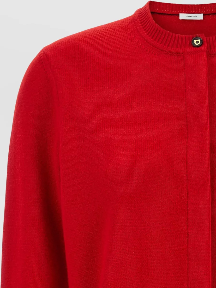 Ferragamo Cashmere Ribbed Cropped Belted Cardigan