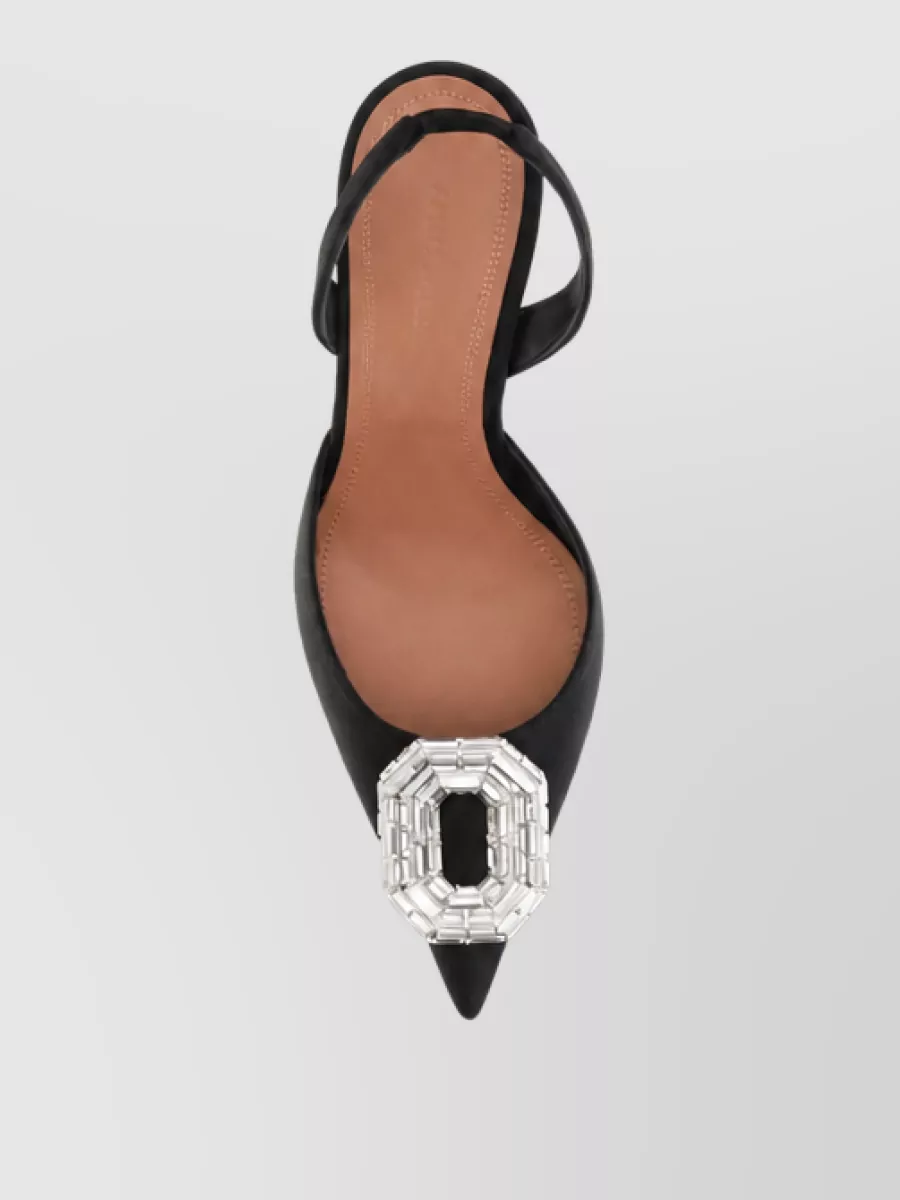 Amina Muaddi Silk Crystal Embellished Slingback Pumps