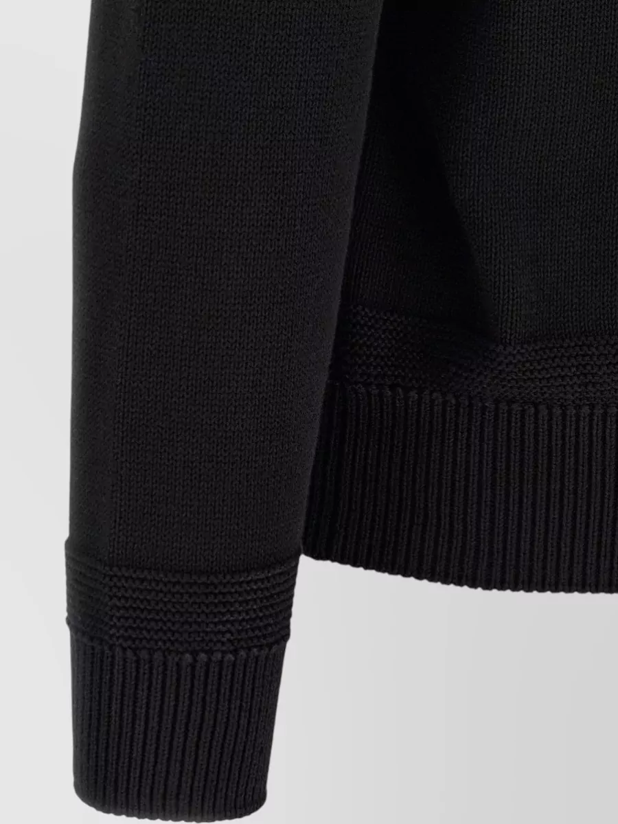 Moncler Cotton Fine-Knit Crew-Neck Long-Sleeve Sweater