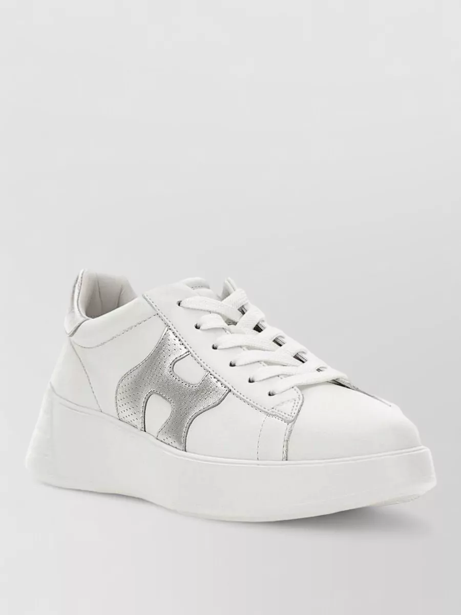 Hogan Lace Up Shoes Round Toe Metallic Accents