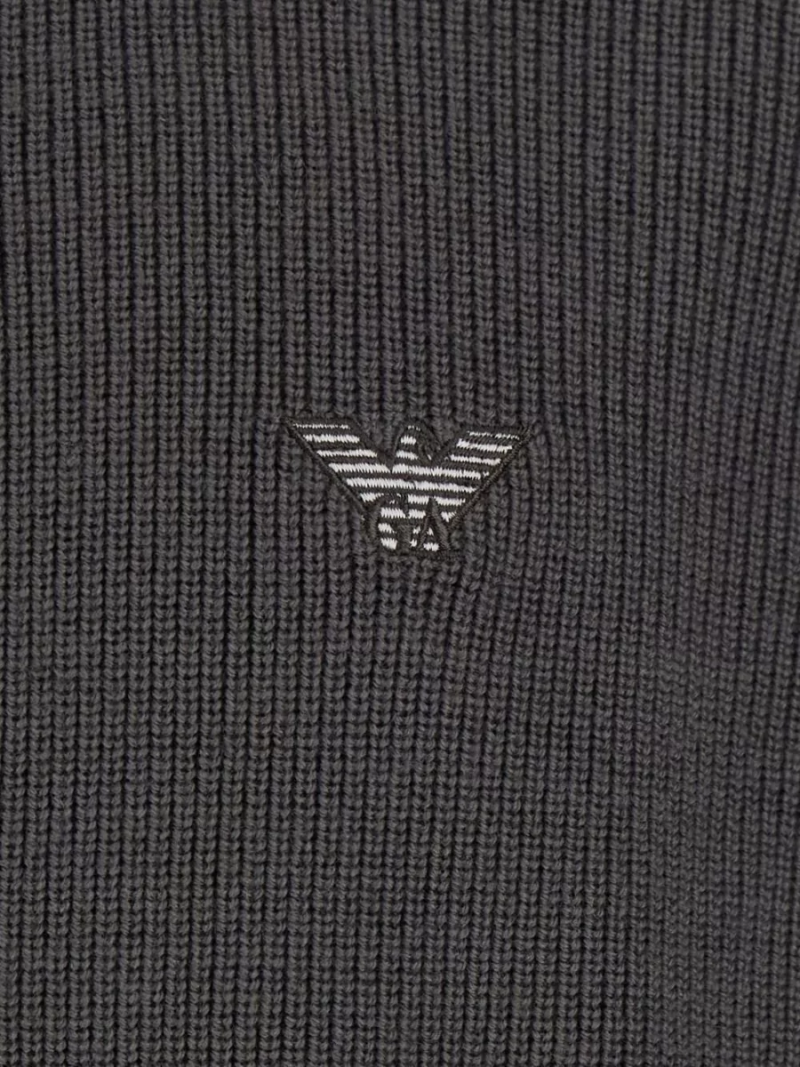 Emporio Armani Ribbed Virgin Wool Cotton Zip Jacket