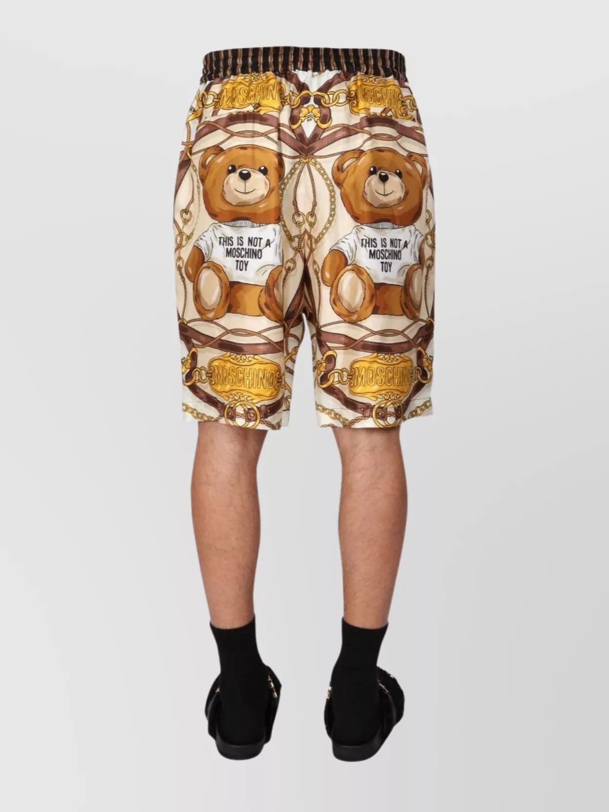 Moschino "Teddy" Graphic Print Bermuda Shorts With Side Pockets