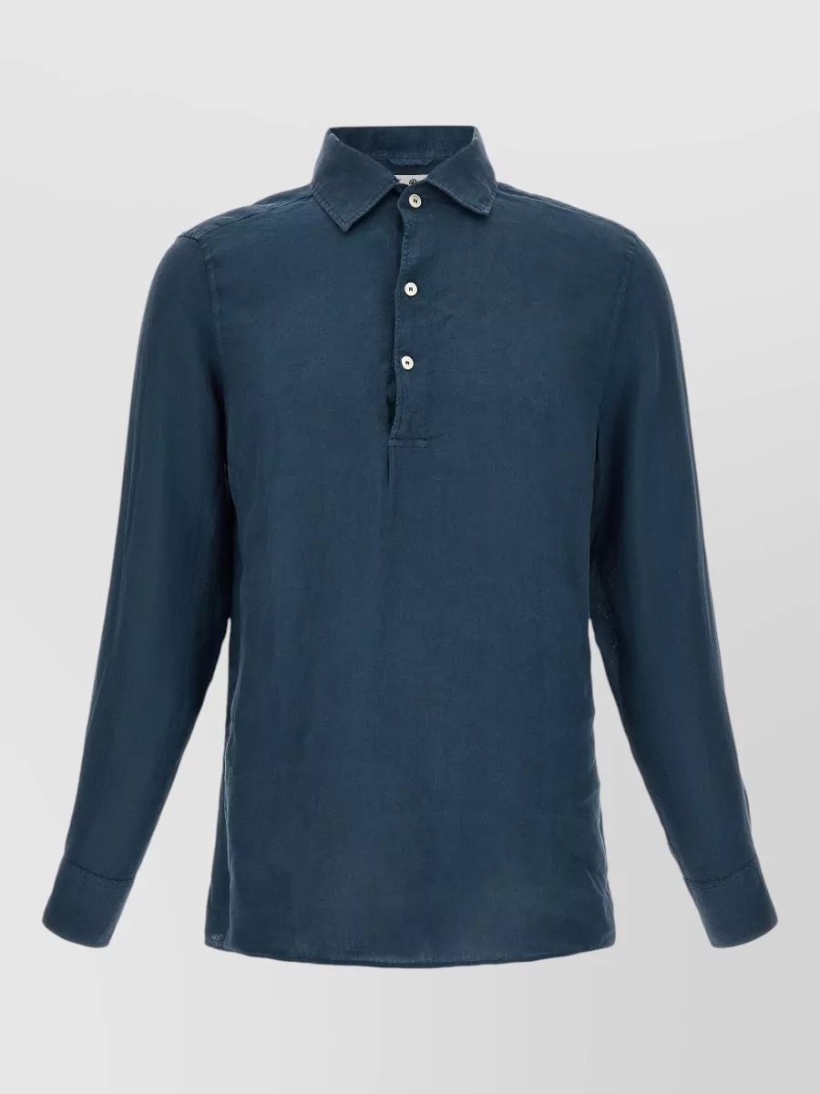 Mc2 Saint Barth linen long-sleeve polo shirt