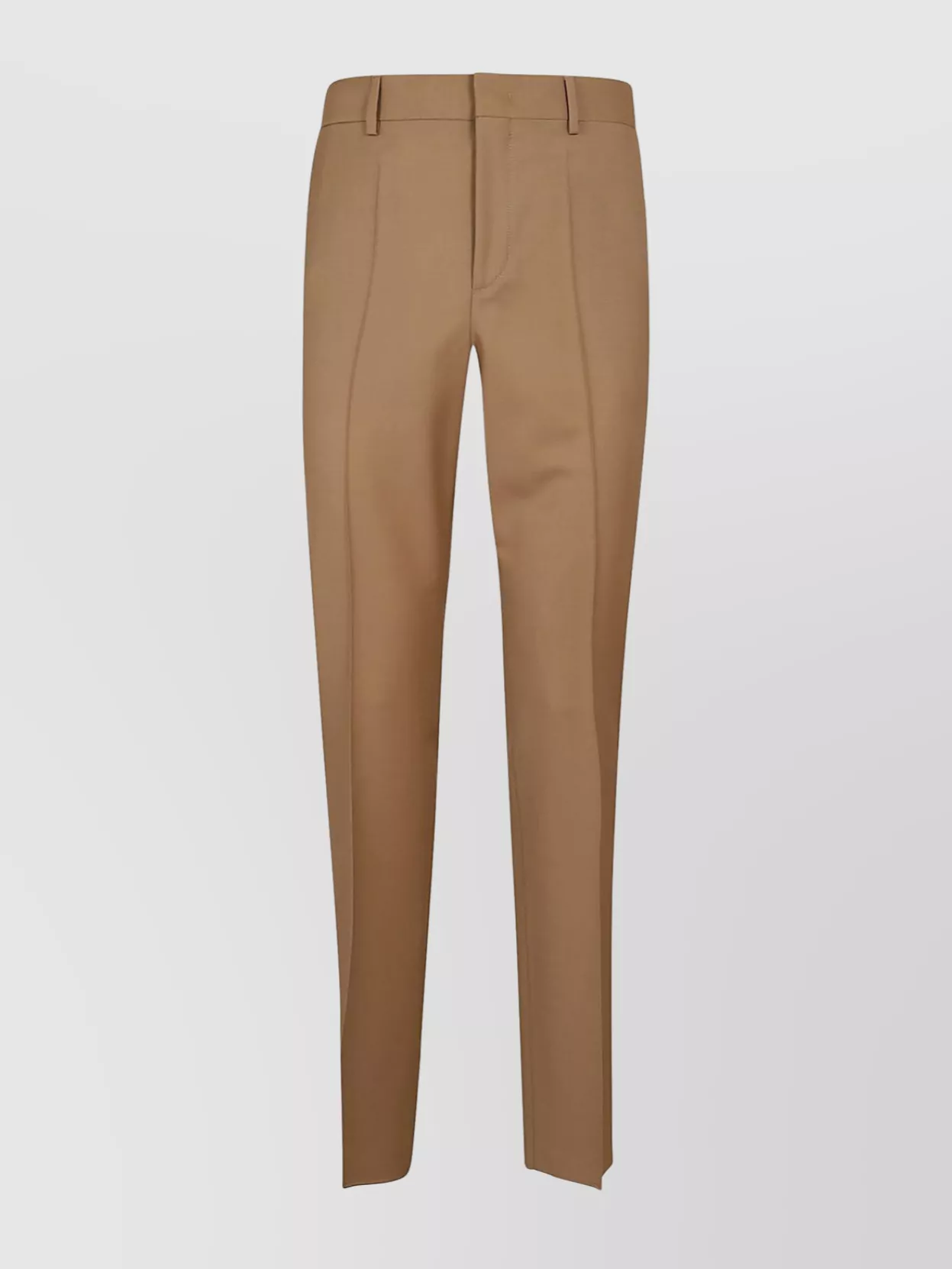 Shop Valentino Straight Leg Tailored Pants With Belt Loops And Back Pockets In Brown