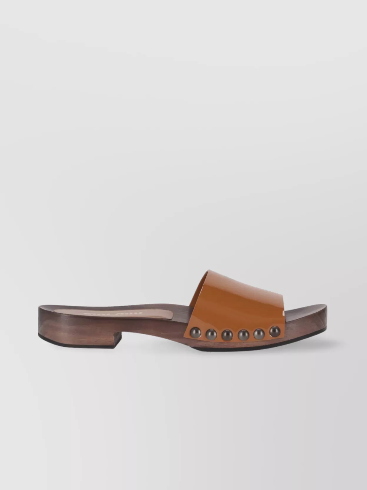 Miu Miu Flat Sole Studded Open Toe Clogs