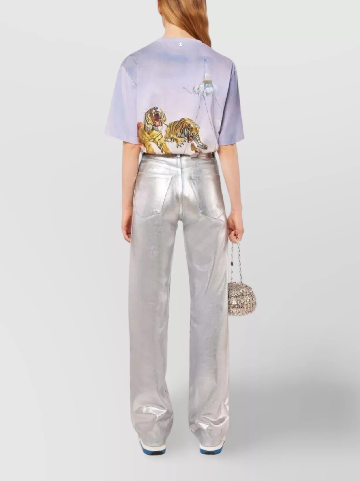 Paco Rabanne Metallic Finish Five-Pocket Trousers With Belt Loops