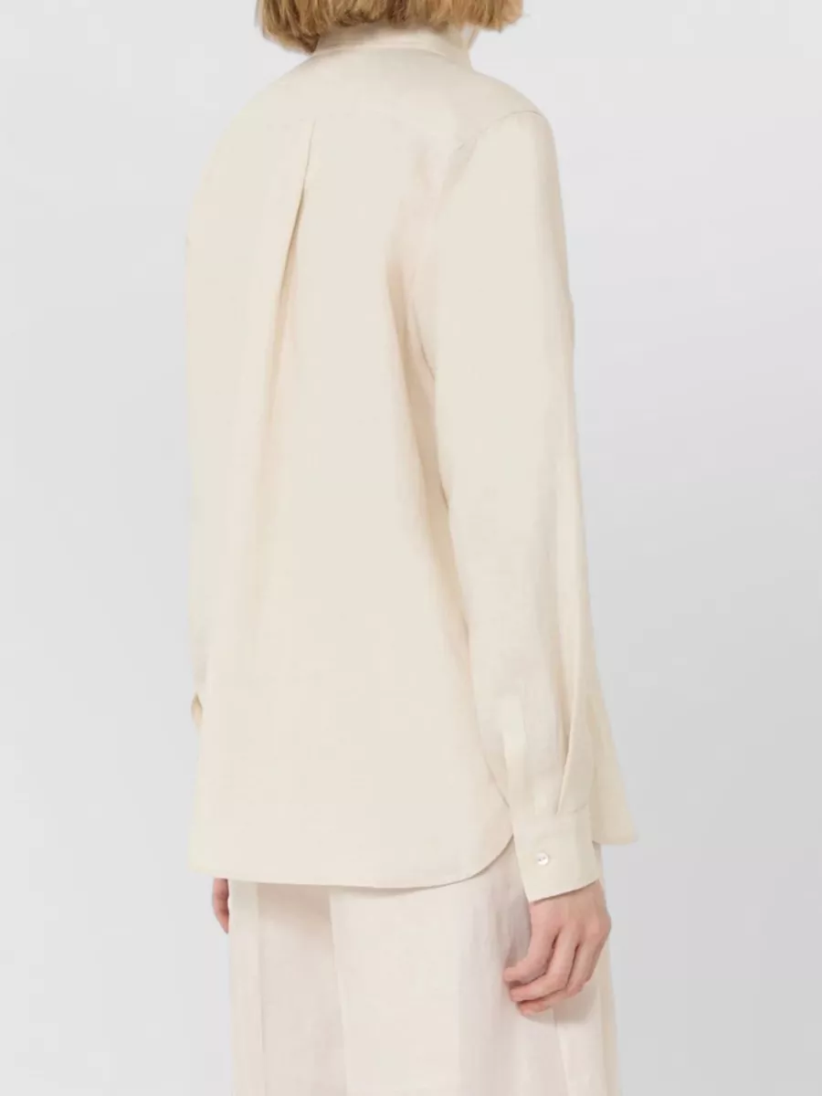 Max Mara Linen Long-Sleeve Classic-Collar Shirt